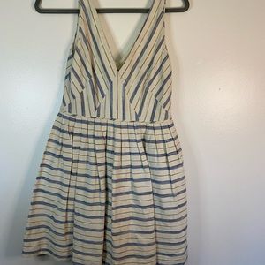 J.Crew blue and cream stripe dress with pockets size 4